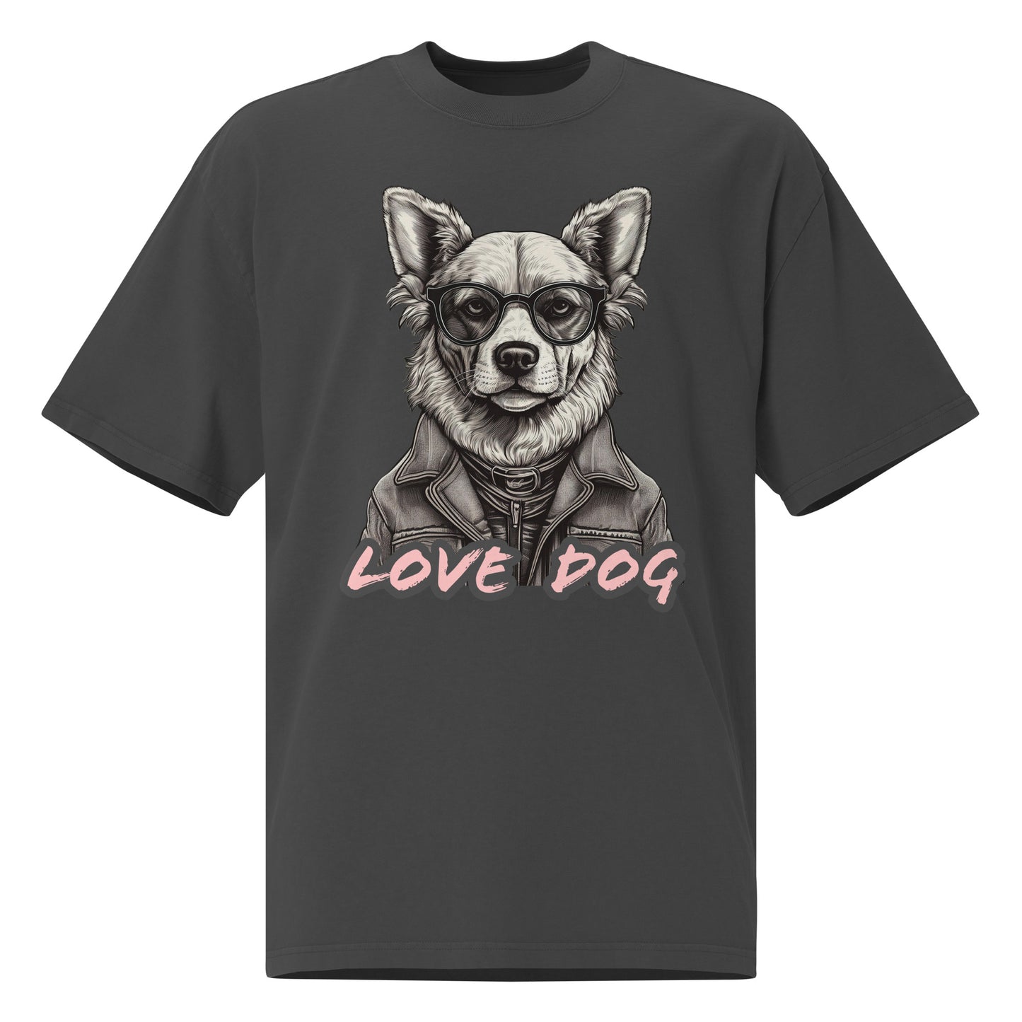 Camiseta descolorida oversize Love Dog Urban de algodón cardado