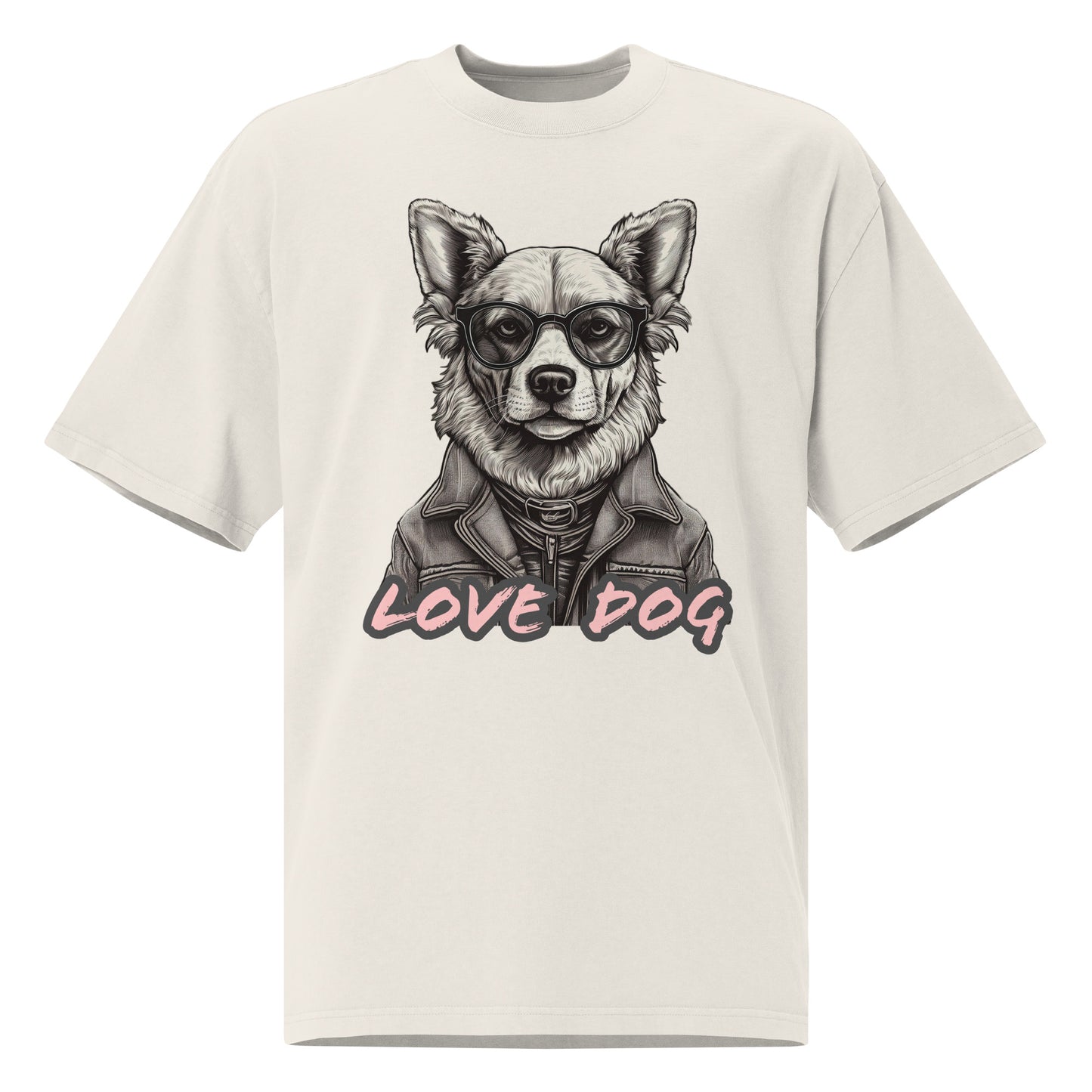 Camiseta descolorida oversize Love Dog Urban de algodón cardado