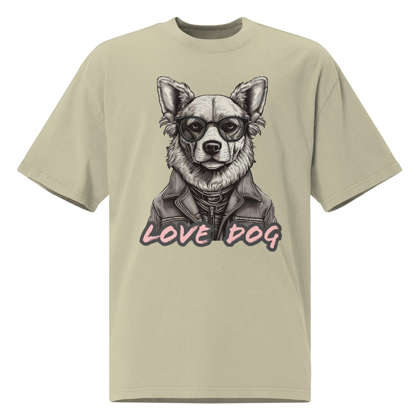 Camiseta descolorida oversize Love Dog Urban de algodón cardado