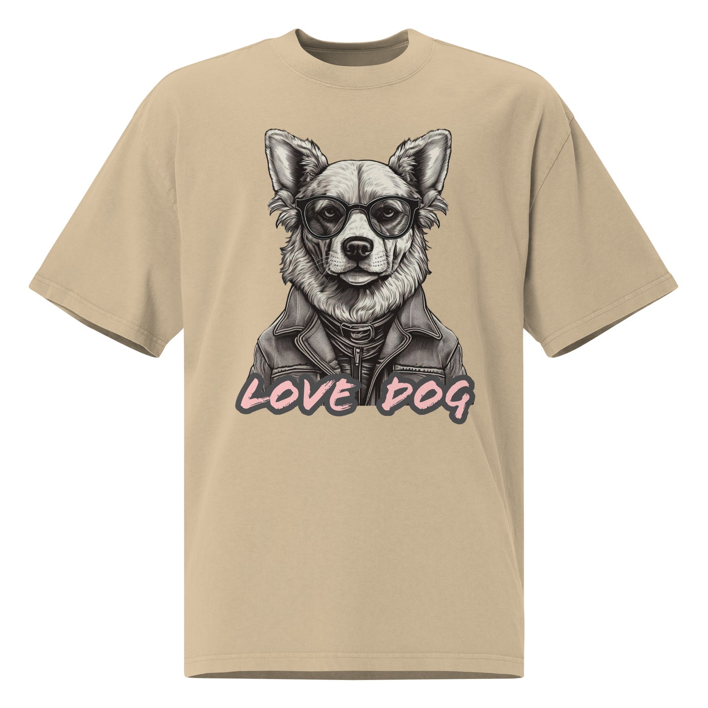 Camiseta descolorida oversize Love Dog Urban de algodón cardado