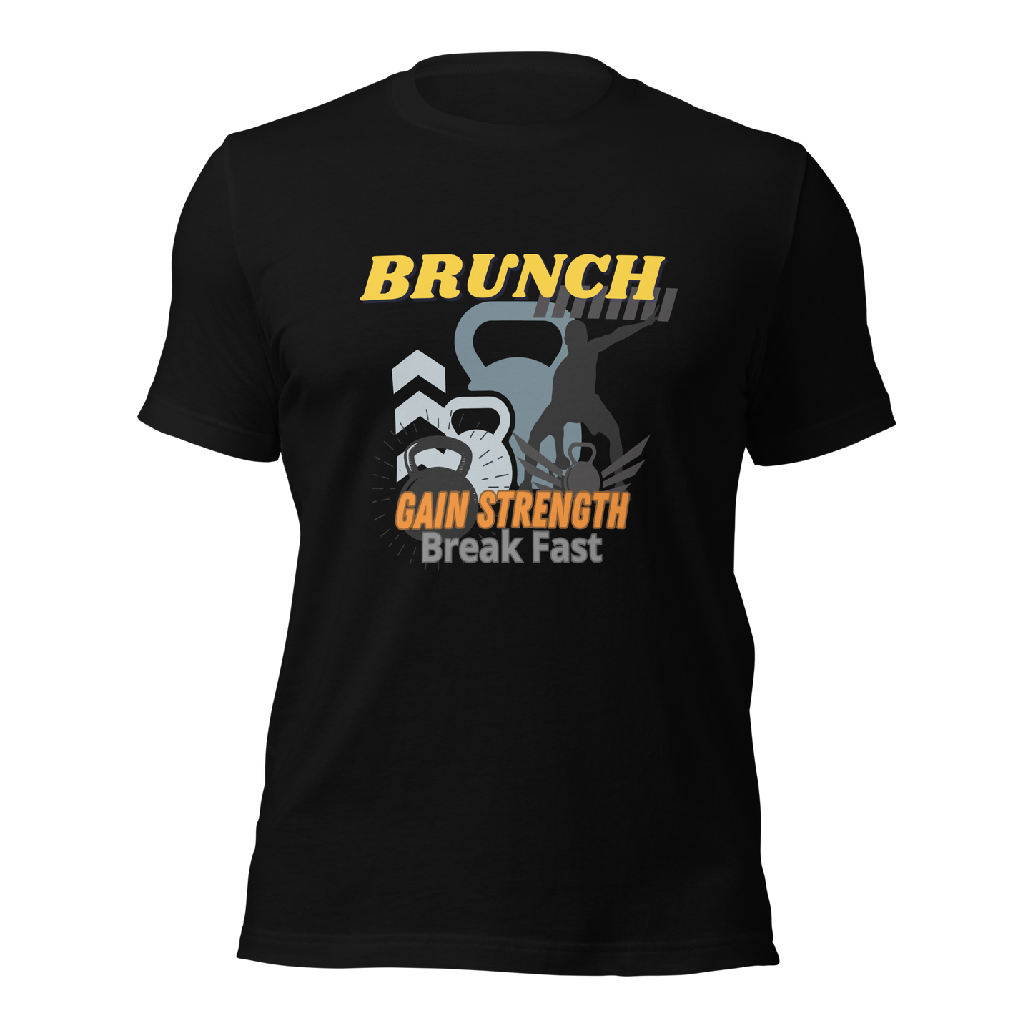  Camiseta "BRUNCH: Gain Strength, Break Fast" Negro